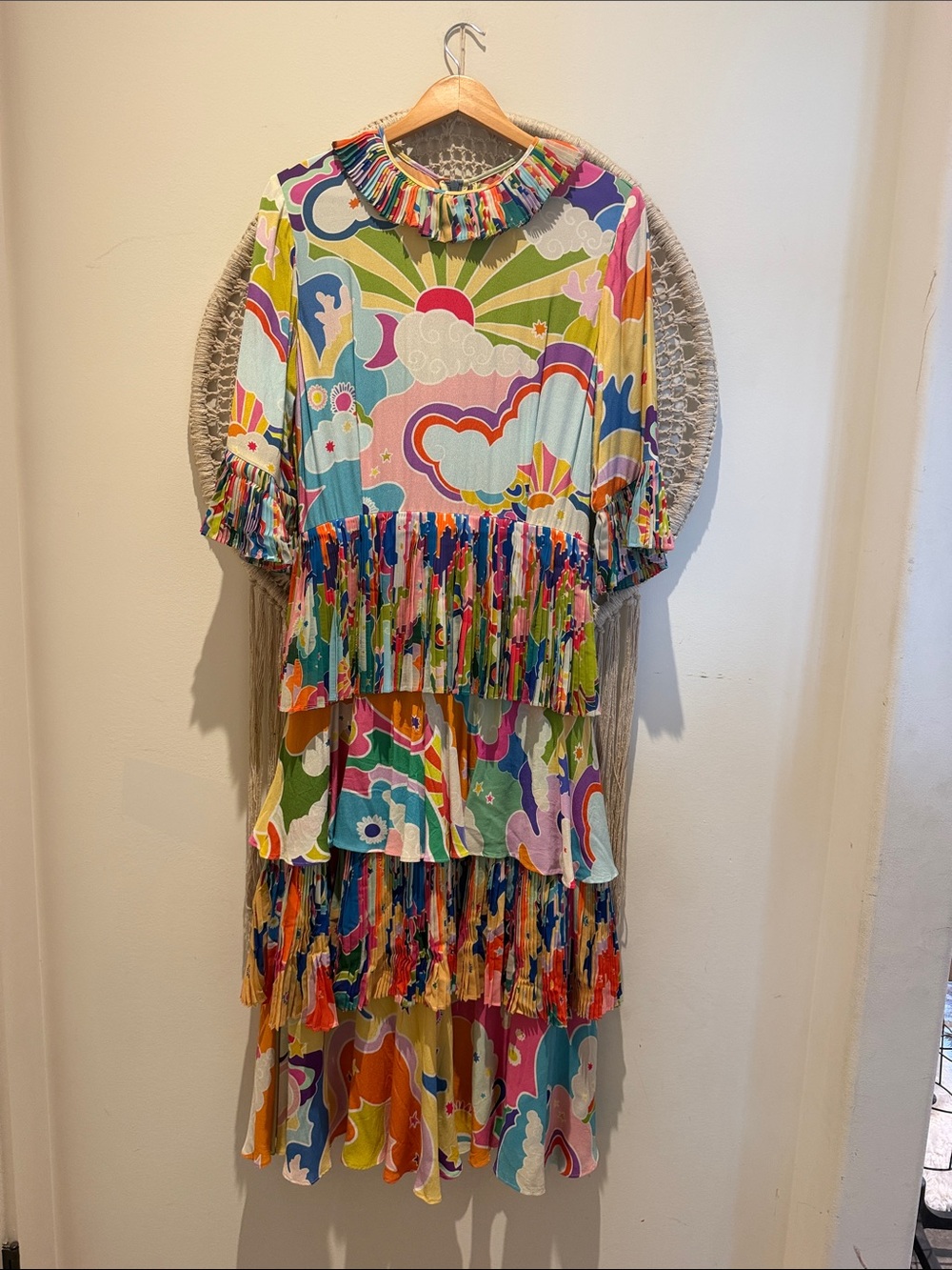 CeliaB Colorful Psychedelic Tiered Ruffle Dress